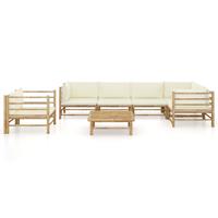 vidaXL 7-delige Loungeset met crèmewitte kussens bamboe