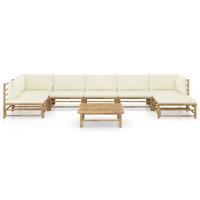 vidaXL 8-delige Loungeset met crèmewitte kussens bamboe
