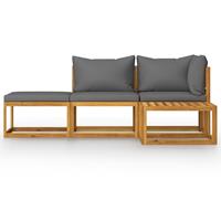 vidaXL 4-delige Loungeset met kussens massief acaciahout