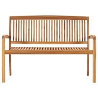 VidaXL Stapelbare 2-Sitzer Gartenbank 128,5 cm Massivholz Teak Braun