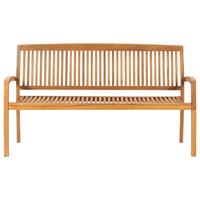 VidaXL Stapelbare 3-Sitzer Gartenbank 159 cm Massivholz Teak Braun