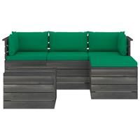 vidaXL 5-delige Loungeset met kussens pallet massief grenenhout