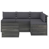 vidaXL 5-delige Loungeset met kussens pallet massief grenenhout