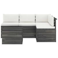 vidaXL 5-delige Loungeset met kussens pallet massief grenenhout