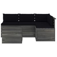 vidaXL 5-delige Loungeset met kussens pallet massief grenenhout