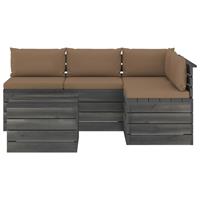 vidaXL 5-delige Loungeset met kussens pallet massief grenenhout