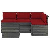 vidaXL 5-delige Loungeset met kussens pallet massief grenenhout