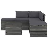 vidaXL 6-delige Loungeset met kussens pallet massief grenenhout