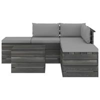 vidaXL 6-delige Loungeset met kussens pallet massief grenenhout