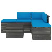 vidaXL 6-tlg. Garten-Sofagarnitur aus Paletten mit Kissen Kiefernholz Blau