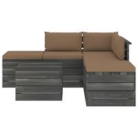 vidaXL 6-delige Loungeset met kussens pallet massief grenenhout