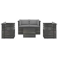 vidaXL 5-delige Loungeset met kussens pallet massief grenenhout