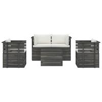 vidaXL 5-delige Loungeset met kussens pallet massief grenenhout