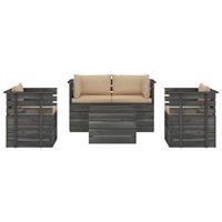 vidaXL 5-tlg. Garten-Sofagarnitur aus Paletten mit Kissen Kiefernholz Beige