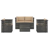 vidaXL 5-delige Loungeset met kussens pallet massief grenenhout