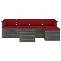 vidaXL 6-delige Loungeset met kussens pallet massief grenenhout