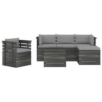 vidaXL 6-delige Loungeset met kussens pallet massief grenenhout