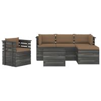 vidaXL 6-delige Loungeset met kussens pallet massief grenenhout