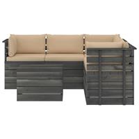 vidaXL 6-tlg. Garten-Sofagarnitur aus Paletten mit Kissen Kiefernholz Beige