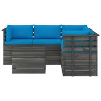 vidaXL 6-tlg. Garten-Sofagarnitur aus Paletten mit Kissen Kiefernholz Blau