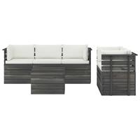 vidaXL 6-tlg. Garten-Sofagarnitur aus Paletten mit Kissen Kiefernholz Creme