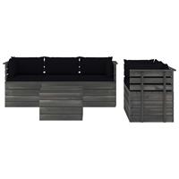 vidaXL 6-tlg. Garten-Sofagarnitur aus Paletten mit Kissen Kiefernholz Schwarz