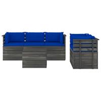 vidaXL 6-delige Loungeset met kussens pallet massief grenenhout