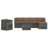 vidaXL 7-delige Loungeset met kussens pallet massief grenenhout