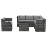 vidaXL 7-delige Loungeset met kussens pallet massief grenenhout