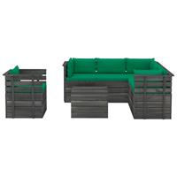 vidaXL 7-tlg. Garten-Sofagarnitur aus Paletten mit Kissen Kiefernholz Grün