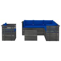 vidaXL 7-delige Loungeset met kussens pallet massief grenenhout