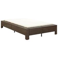 vidaXL Ligbed met kussen 2-persoons poly rattan bruin