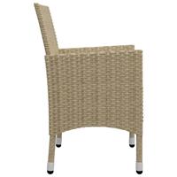 vidaXL 3-delige Bistroset poly rattan en gehard glas beige