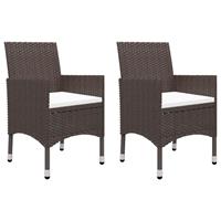 vidaXL 3-tlg. Bistro-Set Poly Rattan und Hartglas  Braun