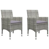 vidaXL 3-tlg. Bistro-Set Poly Rattan und Hartglas  Grau