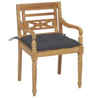 vidaXL Stoelen Batavia 2 st met antracietkleurige kussens teakhout