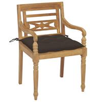 vidaXL Stoelen Batavia 2 st met taupe kussens massief teakhout