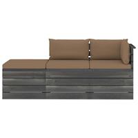 vidaXL 3-delige Loungeset met kussens pallet massief grenenhout