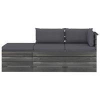 vidaXL 3-delige Loungeset met kussens pallet massief grenenhout