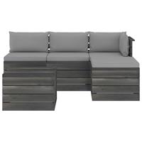 vidaXL 5-delige Loungeset met kussens pallet massief grenenhout