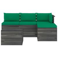 vidaXL 5-delige Loungeset met kussens pallet massief grenenhout