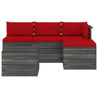 vidaXL 5-delige Loungeset met kussens pallet massief grenenhout