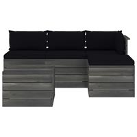 vidaXL 5-delige Loungeset met kussens pallet massief grenenhout