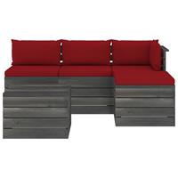 vidaXL 5-delige Loungeset met kussens pallet massief grenenhout