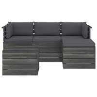 vidaXL 5-delige Loungeset met kussens pallet massief grenenhout