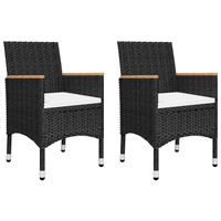 vidaXL 3-tlg. Bistro-Set Poly Rattan und Hartglas  Schwarz