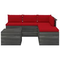 vidaXL 6-delige Loungeset met kussens pallet grenenhout