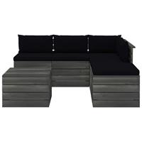 vidaXL 6-delige Loungeset met kussens pallet grenenhout