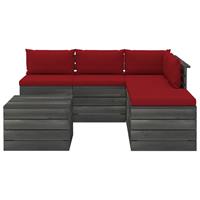 vidaXL 6-delige Loungeset met kussens pallet grenenhout