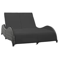 vidaXL Ligbed tweepersoons met kussen poly rattan antraciet